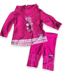 naartjie Girls Outfits 3-6 Mo Embroidered Cowl Neck Tunic‎ Lace Print Leggings